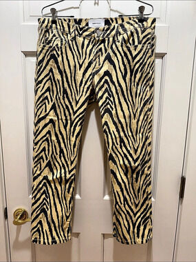 Current/Elliott The Ruby Crop Natural Zebra Print Zebra Print Straight Leg Jeans